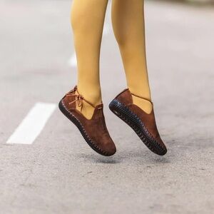 Antelope Brown Suede Flats with Black Soles